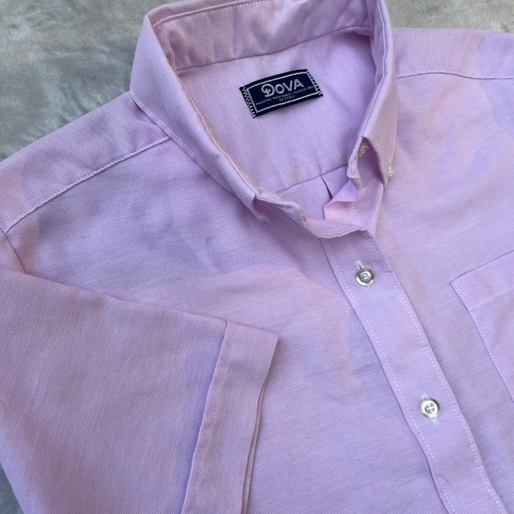Dova Mens Lilac Purple Oxford Cloth Short Sleeve Button Down Shirt Preppy S